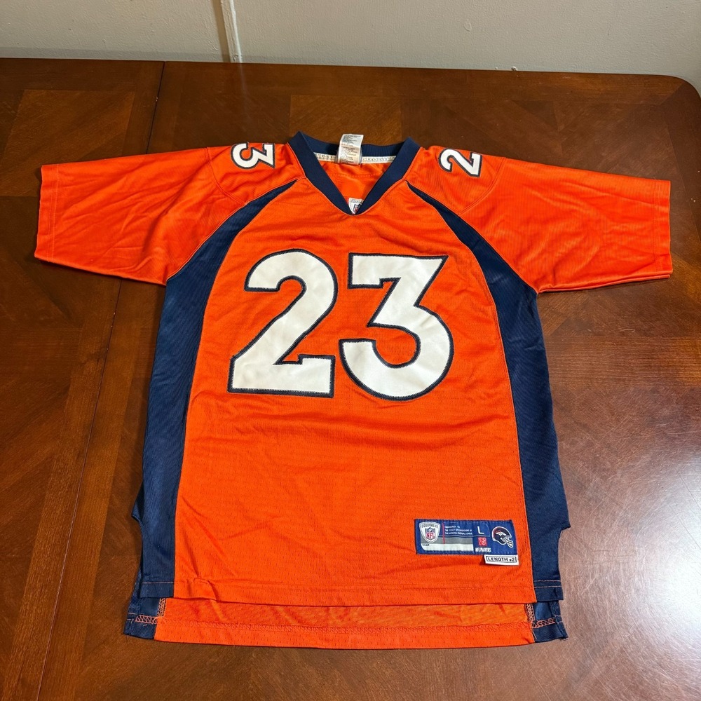 Vtg‎ NFL Equipment Denver Broncos #23 McGahee Youth Jersey L 14-16 Orange Navy